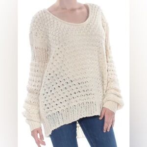 Free People Cream Textured Knit Sweater